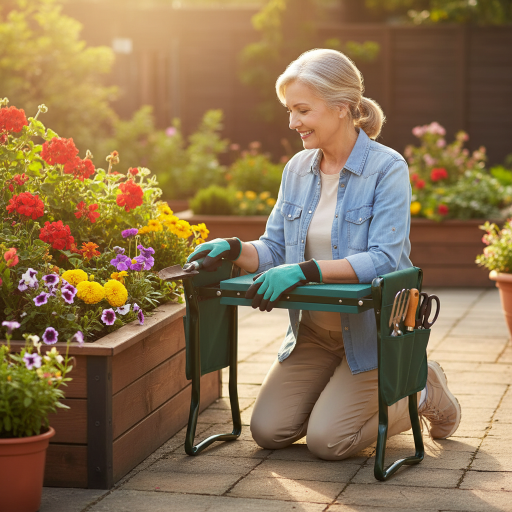 Folding Garden Kneeler & Seat with Tool Pouches – Cushioned Dual Purpose